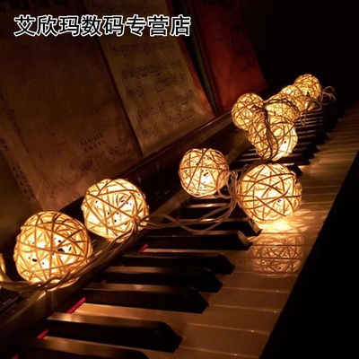 5M 20Led Warm White Rattan Ball Wicker String Lights Fairy