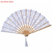 wood lace folding Vintage Palace and fan embroidery bamboo