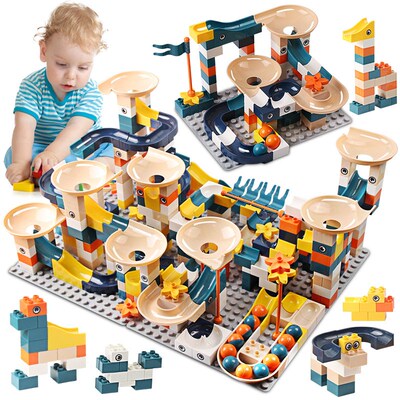 83-332PCS Marble Race Run Bricks Duploed Big Size Building B