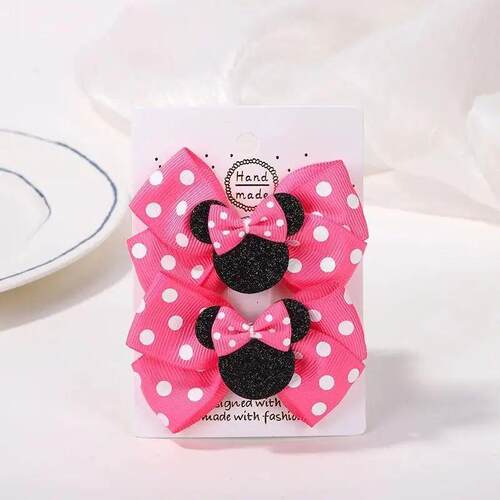2Pcs Bows Hair Bangs Clip for Little Girls Cartoon Party Hea