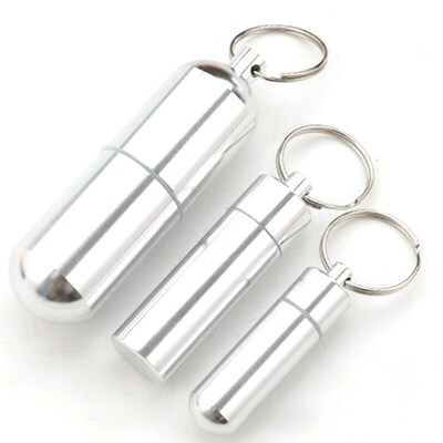 New Key Chain Medicine Pill Bottle Box Aluminum Storage Case