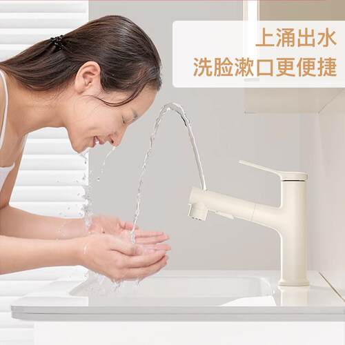 Pull Out Faucet 面盆抽拉龙头浴室台盆冷热水卫生间白色水龙头