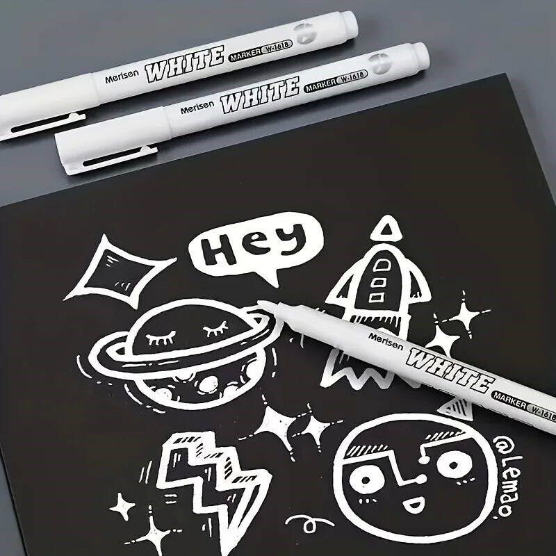 White Marker Pen Set Waterproof Permanent Paint Pens DIY Gra图片
