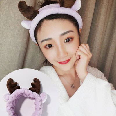 Wash Face Hair Holder Hairbands Soft Warm Coral Fleece Bow A