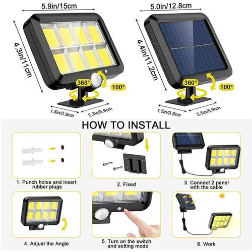 160LED Solar Light Split Wall Lamp Waterproof Outdoor Motion