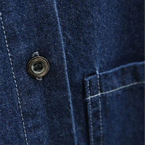 Plus Size Womens Denim Shirt Spring Autumn Solid Color Non-