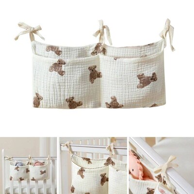 Baby Bed Hanging Storage Bags Cotton Newborn Crib Organizer