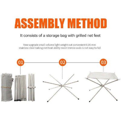 Stainless Steel Campfire Stand Foldable Wood Stove Folding