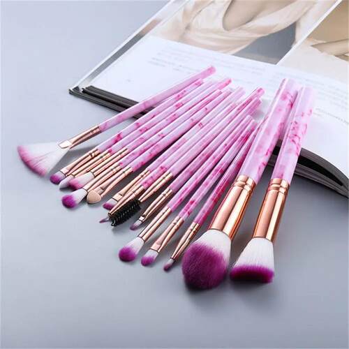 15pcs Marble makeup brushes set with makeup sponges with Fac