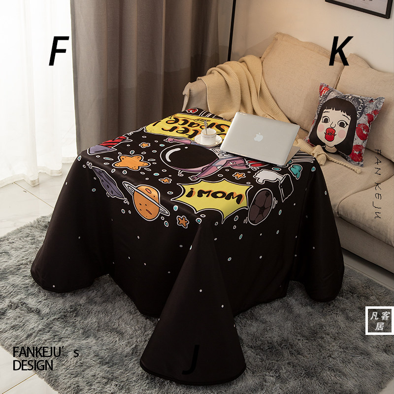 新款卡通宇航员加厚防水烤火罩长正方形桌电暖炉桌罩茶几烤火桌布,居家布艺,烤火罩,淘宝优惠券,粉丝福利购,淘宝优惠卷
