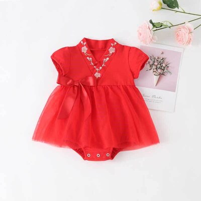 Summer 2025 Mesh Cotton Infant Bodysuit for Girls 100day Pho