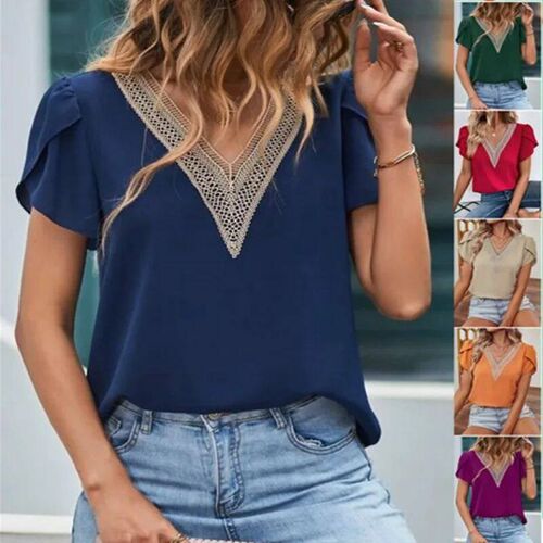 Elegant Women Blouse Fashion Shirt 2023 Summer Solid Petal S