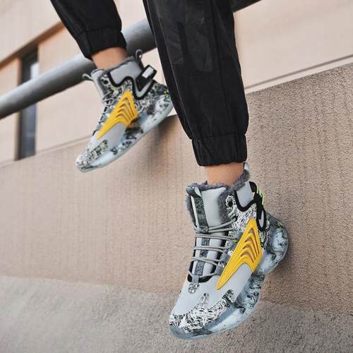 Fujeak Winter Ankle Boots Men Snow Boots Christmas Warm Fur