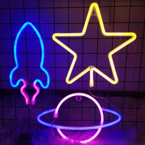 LED night lights stars moon clouds decoration neon wall lamp