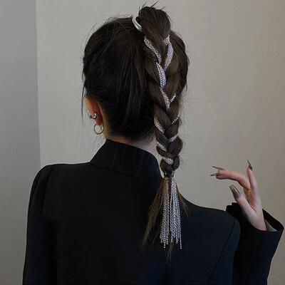 rendy Silver Color Metal Hyperbole  Long Tassel Chain Hair A