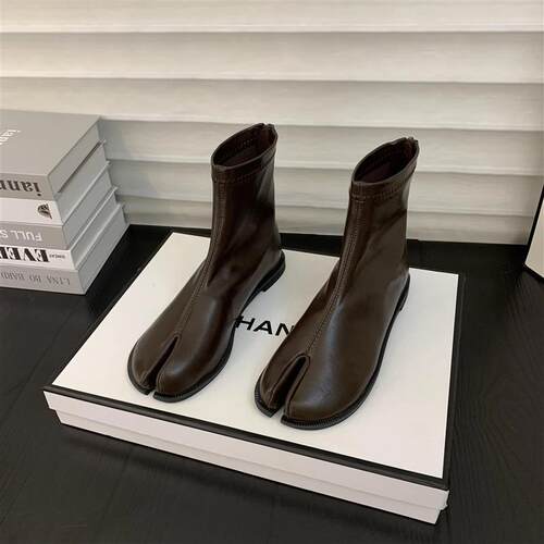 Womens Boots Autumn Shoes Flat Heel Zipper Boots-Women Luxu