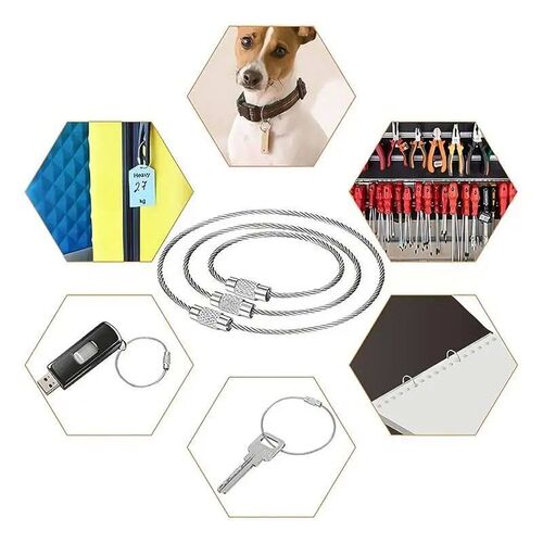 10pcs Stainless Steel Wire Keychain Cable Key Rings Loop Wir