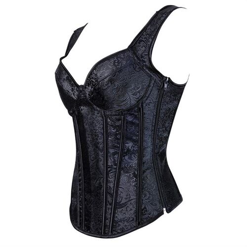 Women Corset with Straps Black Overbust Corset Plus Size Flo