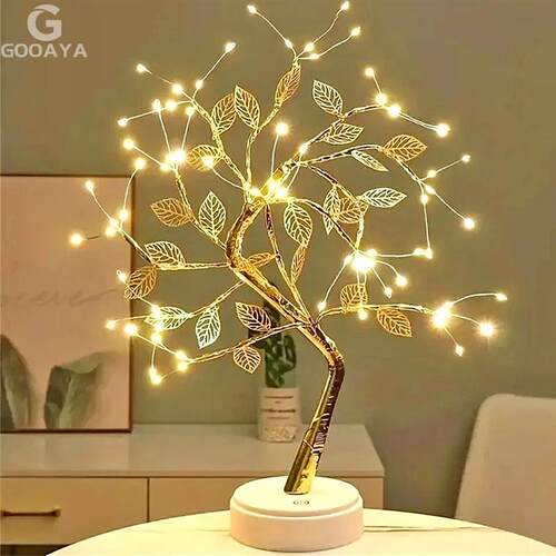 LED Rose Leaf Table Lamp USB Christmas Tree Fairy Light Nigh