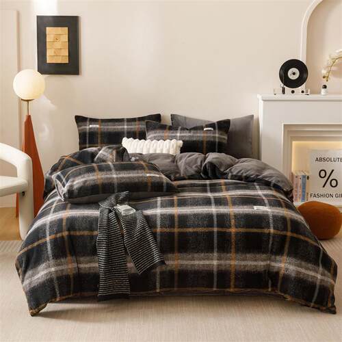 warm retro imitation cashmere bed sheet set bedcover coral