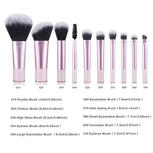 10Pcs Mini RT Makeup Brush Set Powder Eyeshadow Foundation B