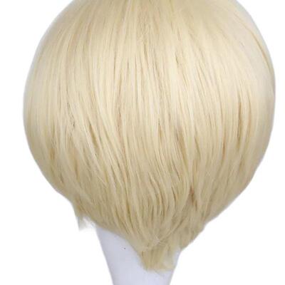 Short Straight Cosplay Men Boy Party Blonde 30 Cm Synthetic