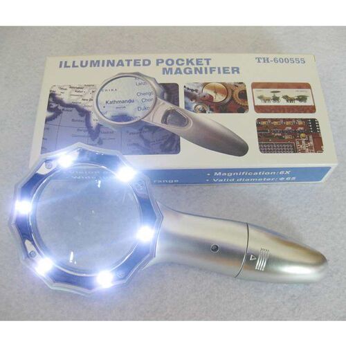 65mm plastic silver plated paint six LED lighting 6x HD magn