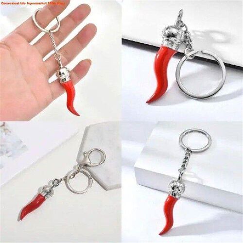 Unique Pepper Keychain Horn Keyring Pendant Eye Catching