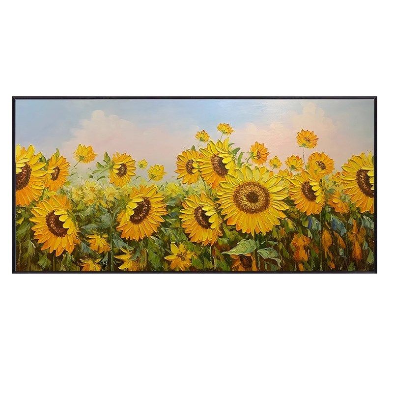肌理立体向日葵装饰画手绘油画欧式花卉客厅沙发背景墙太阳花挂画,家居饰品,油画,淘宝优惠券,粉丝福利购,淘宝优惠卷
