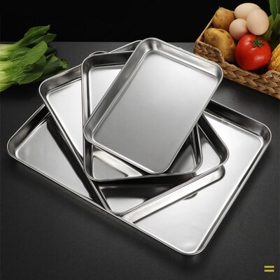 Rectangle Food Storage Trays Stainless Steel BBQ Grid Bakewa
