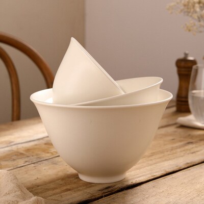 6  Soup Bowl Ceramic Horn Pure White Creative Salad Bowl