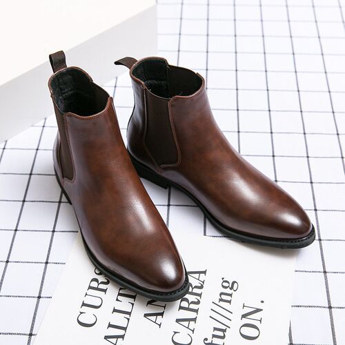 British Style Fleece-lined Leather Boots Plus Size Fashion C