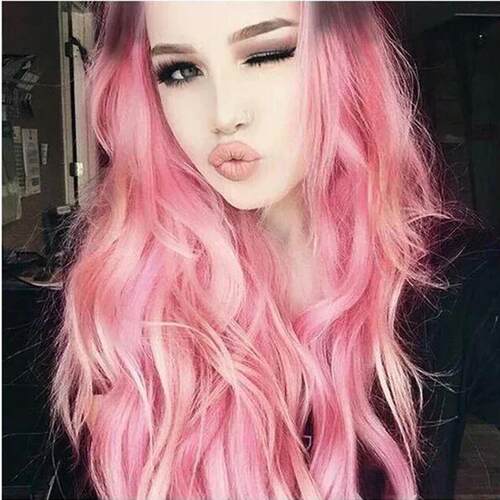 Fashion 4 Style Black Ombre Long Wave Wigs Cenre Parting Pin