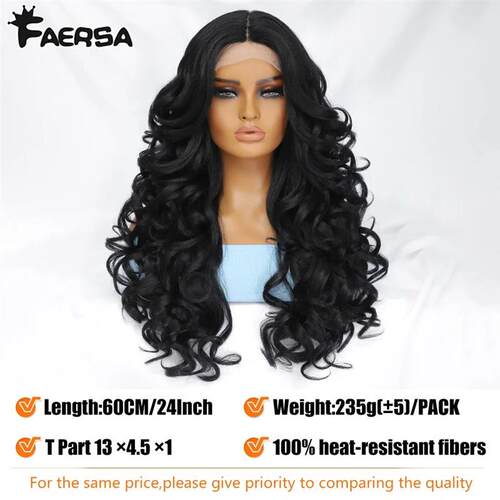 Black Brown Curly Wig Synthetic Lace Front Wigs For Women Gl