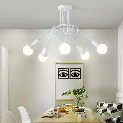 Retro Ceiling Light Wrought Iron LED E27 Chandelier Black an