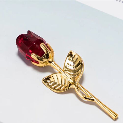 Valentines Day Gift Crystal Glass Rose Artificial Flower Sil