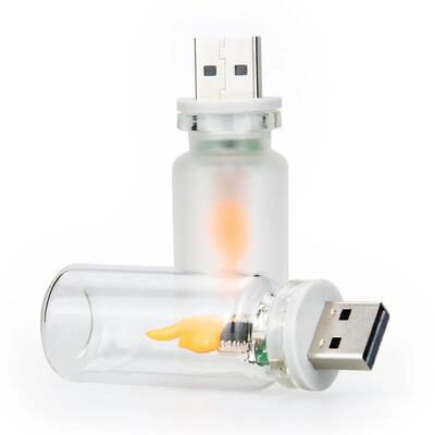 USB LED Flame Type Night Light Frosted Clear Glass Flickerin