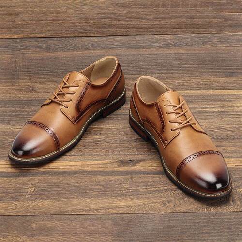 Men Casual Derby Business Shoes Non-Slip Leather Formal Shoe