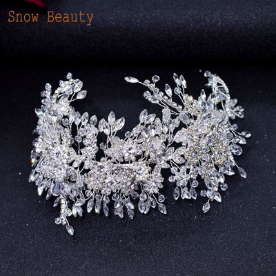 A140 Luxury Bridal Crown Flower Headdress Fashion Rhinestone