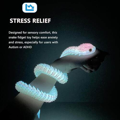 24in 3D Printed Snake Toys, Flexible 3D Printed Animal ADHD