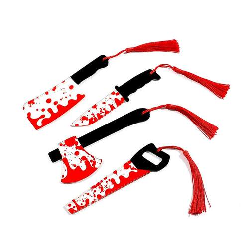 Horror Knife Clear Acrylic Bookmark with Tassel, Halloween T