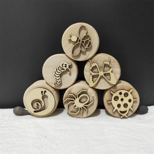 Wooden Play Dough Stamps Open Ended Play Toys Handmade Stamp