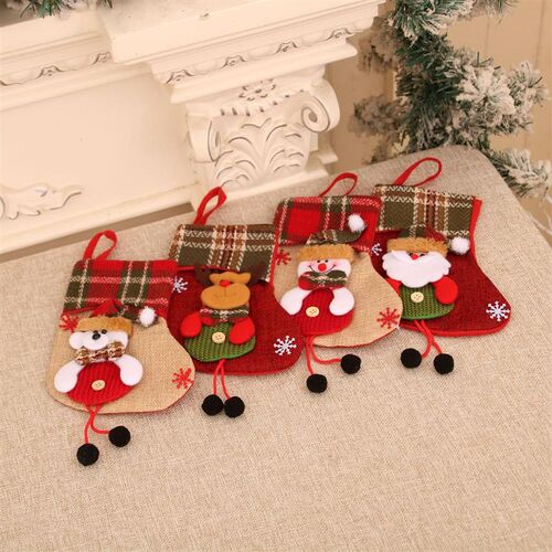 Christmas Stocking Ornament - Mini Gift Bag for Tree Decor