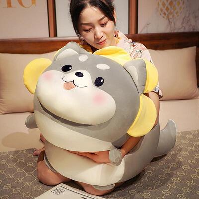 Sunflower Party Husky Plush Pillow Gift床上抱枕生日礼物