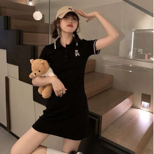 Han Feng Chic Bear Embroidered Dress Design Niche Summer Fre