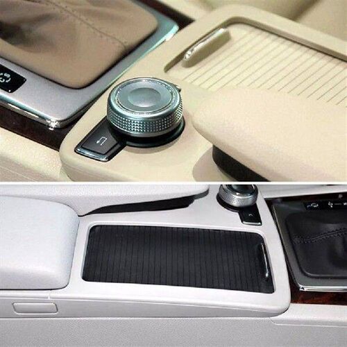 Carbon Fiber Central Console Drink Cup Holder Cover Shutter