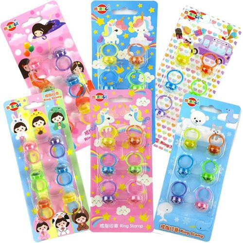 6pcs Self Inking Sealing Girl Favors Diamond Rings Ink Pad C