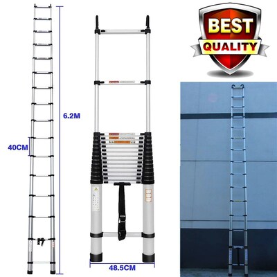 Multipurpose 6.2m/20.3ft Telescopic Ladder with Removable Ho