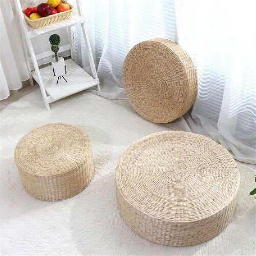 Hot 30cm*30cm Handmade Woven Natural Straw Round Pouf