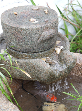 创意石槽石臼流水鱼池鱼缸竹子流水摆件庭院招财喷泉水景水培花盆